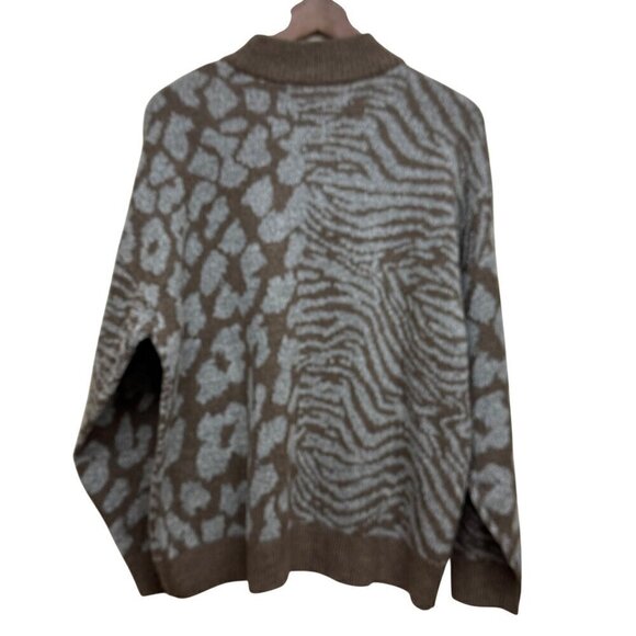NWT Vero Moda Womens Animal Print Brown Lentil Pullover Sweater US 2X L-48/50 Hi - Picture 2 of 7